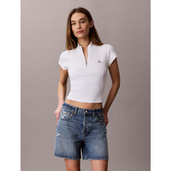 Calvin Klein Top con zip a costine con etichetta monologo