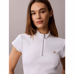 Calvin Klein Top con zip a costine con etichetta monologo - Vista aggiuntiva 3