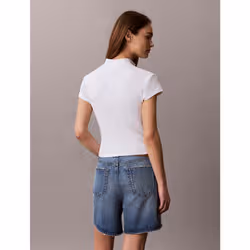 Calvin Klein Top con zip a costine con etichetta monologo - Vista aggiuntiva 4
