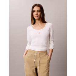 Calvin Klein Top a manica lunga in cotone a costine