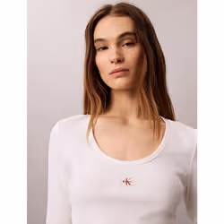 Calvin Klein Top a manica lunga in cotone a costine - Vista aggiuntiva 2