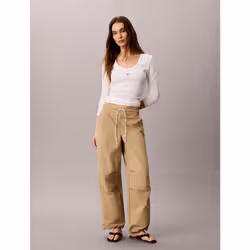 Calvin Klein Top a manica lunga in cotone a costine - Vista aggiuntiva 3
