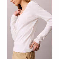 Calvin Klein Top a manica lunga in cotone a costine - Vista aggiuntiva 4