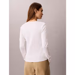 Calvin Klein Top a manica lunga in cotone a costine - Vista aggiuntiva 5
