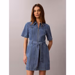 Calvin Klein Abito chemisier in denim con cintura - Vista aggiuntiva 3