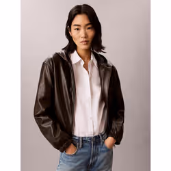 Calvin Klein Giubbotto con cappuccio in ecopelle - Vista aggiuntiva 2