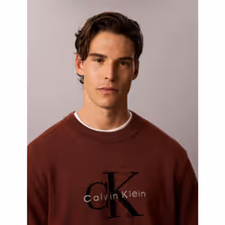 Calvin Klein Maglione relaxed in cotone con grafica monologo - Vista aggiuntiva 3