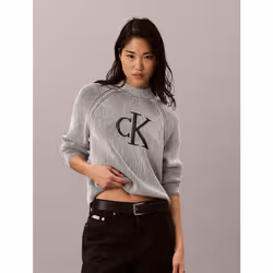 Calvin Klein Maglione a costine grafico con monogramma - Vista aggiuntiva 2