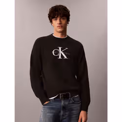 Calvin Klein Maglione relaxed in cotone con grafica monologo - Vista aggiuntiva 2