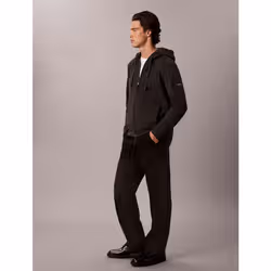 Calvin Klein Felpa con cappuccio in spugna di cotone con stemma e zip - Vista aggiuntiva 4