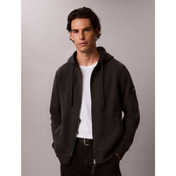 Calvin Klein Felpa con cappuccio in spugna di cotone con stemma e zip