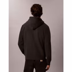 Calvin Klein Felpa con cappuccio in spugna di cotone con stemma e zip - Vista aggiuntiva 5