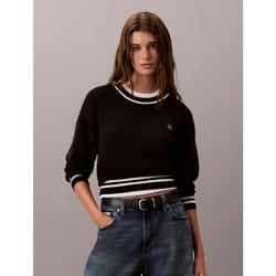 Calvin Klein Maglione in maglia di cotone con finiture a righe