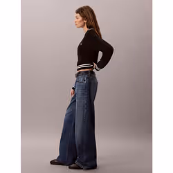 Calvin Klein Maglione in maglia di cotone con finiture a righe - Vista aggiuntiva 5