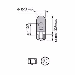 Lampada secondaria PHILIPS W5W WhiteVision Ultra 12V/5W, 2 Pezzo