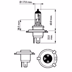 PHILIPS 12342ELC2 Lampadina, faro di profondità H4 12V 60/55W Alogeno FIAT: 500X, Panda III Hatchback, Panda II Hatchback