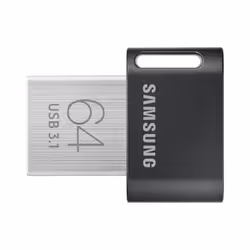 Samsung FIT Plus USB 3.1 Flash Drive 64 GB, 64 GB, USB tipo A, 3.2 Gen 1 (3.1 Gen 1), Girevole, 3,1 g, Nero, Acciaio inox