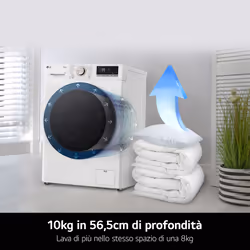 LG F4R7010TSWG Lavatrice 10kg AI DD, Classe A-10%, 1400 giri, TurboWash, Vapore