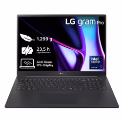 LG Gram Pro 17Z90SP-G, Intel Core Ultra 7, 43,2 cm (17"), 2560 x 1600 Pixel, 16 GB, 1 TB, Windows 11 Home