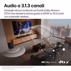 LG Soundbar S77TY, 400W su 3.1.3 canali, Dolby Atmos, DTS:X, 3 speaker up-firing - Vista aggiuntiva 5
