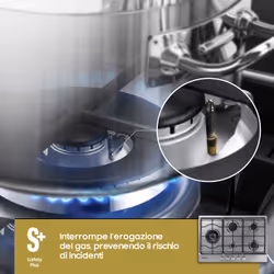 Samsung NA75M3130AS Piano cottura a gas 75cm 5 bruciatori, Inox - Vista aggiuntiva 7