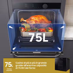 Samsung NV75T8549RK Forno ad incasso Dual Cook Infinite Line 75L A+ Vetro nero - Vista aggiuntiva 6