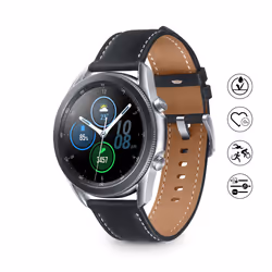 Samsung Galaxy Watch3 Smartwatch Bluetooth, cassa 45mm acciaio, cinturino pelle, Saturimetro, Rilevamento cadute, Monitoraggio sport, 53,8g, Batteria 340 mAh, IP68, Mystic Silver