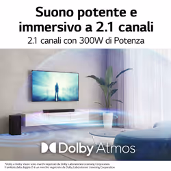 LG Soundbar S60Q 300W 2.1 canali, Dolby Atmos Virtual, 4K Pass Through, NOVITÀ 2022 - Vista aggiuntiva 4