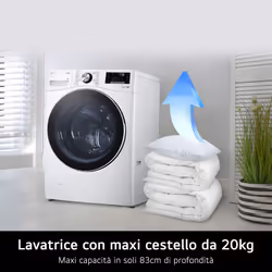 LG F0P3020TSWC Lavatrice capacità XL 20kg AI DD™ Serie P3, Classe B, 1000 giri, TurboWash 360, Vapore, Wi-Fi, White - Vista aggiuntiva 5