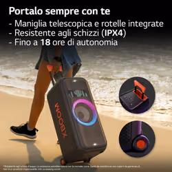 LG XBOOM XL7S, Party Speaker 250W, Woofer da 8'', Illuminazione, Karaoke, Maniglia, Black - Vista aggiuntiva 5