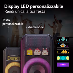 LG XBOOM XL7S, Party Speaker 250W, Woofer da 8'', Illuminazione, Karaoke, Maniglia, Black - Vista aggiuntiva 7