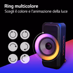LG XBOOM XL7S, Party Speaker 250W, Woofer da 8'', Illuminazione, Karaoke, Maniglia, Black - Vista aggiuntiva 8