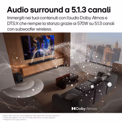 LG Soundbar S90TY, 570W su 5.1.3 canali, Dolby Atmos, Wi-Fi, 3 speaker up-firing - Vista aggiuntiva 4