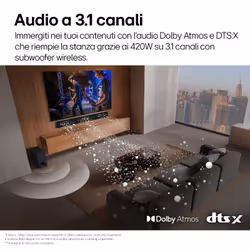 LG Soundbar SG10TY, 420W su 3.1 canali, Dolby Atmos, Wi-Fi, Design a filo muro - Vista aggiuntiva 5