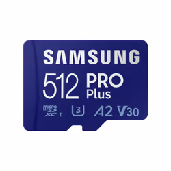 Samsung PRO Plus, 512 GB, MicroSDXC, Classe 10, UHS-I, 160 MB/s, 120 MB/s