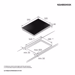 Samsung NZ64B5045GK Piano cottura a induzione 60cm Slim Fit Flex Zone, 4 zone cottura Limitatore di potenza WiFi - Vista aggiuntiva 4
