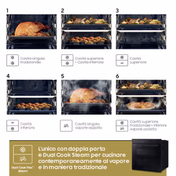 Samsung NV7B5760WBK Forno ad incasso a Vapore Serie 5 76 L A+ Vetro Nero - Vista aggiuntiva 5