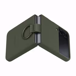 Samsung Silicone Cover with Ring per Galaxy Z Flip4 Khaki - Vista aggiuntiva 5