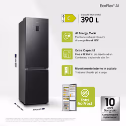 Samsung RB38C776CB1 Libera installazione 390 L Grafite, Acciaio inox - Vista aggiuntiva 2