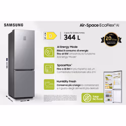 Samsung Frigorifero Combinato EcoFlex 1.85m 344L RB34C671DS9 - Vista aggiuntiva 3