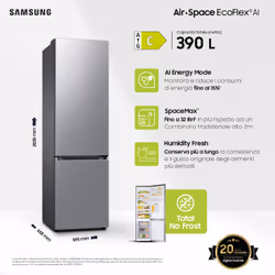 Samsung Frigorifero Combinato EcoFlex AI 2m 390L RB38C600CS9 - Vista aggiuntiva 5