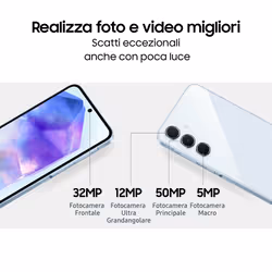 Samsung Galaxy A55 Display FHD+ Super AMOLED 6.6”, 8 GB RAM, 128GB, Awesome Iceblue - Vista aggiuntiva 6