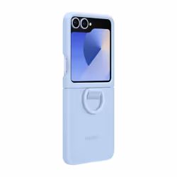 Samsung Galaxy Z Flip6 Silicone Case with Ring Blu - Vista aggiuntiva 4
