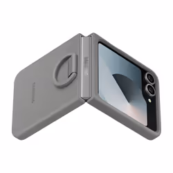 Samsung Galaxy Z Flip6 Silicone Case with Ring Grigia - Vista aggiuntiva 5