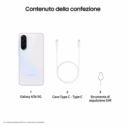 Samsung Galaxy A36 5G, con Funzioni intelligenti, Display Super AMOLED 6.7”, 6 GB RAM, 128GB, Camera 50MP, Batteria 5., IP67, Awesome White - Vista aggiuntiva 8