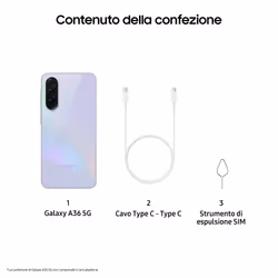 Samsung Galaxy A36 5G, con Funzioni intelligenti, Display Super AMOLED 6.7”, 6 GB RAM, 128GB, Camera 50MP, Batteria 5., IP67, Awesome Lavender - Vista aggiuntiva 8