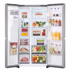 LG GSLC40PYPE Frigo Syde-by-Side, Classe E, 638L, Porte piatte, Dispenser con allaccio, Linear Cooling, Prime Silver