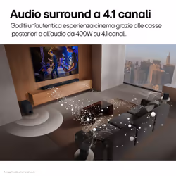 LG Soundbar S40TR, 400W su 4.1 canali, Dolby Digital, DTS, Casse posteriori incluse