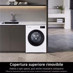 LG F4NA10S7NWK Lavatrice slim 7kg, Classe A, 1400 giri, Programma igiene con vapore, Display grande, White - Vista aggiuntiva 6