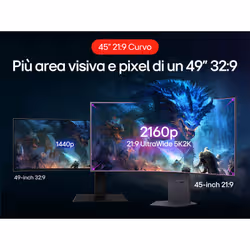 LG UltraGear OLED Monitor Gaming 45"21:9 curvo 5K2K 165Hz 1ms - Vista aggiuntiva 4